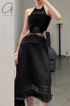 SWAYING/KNIT Crochet Backless Dress SW22SSL38 Black